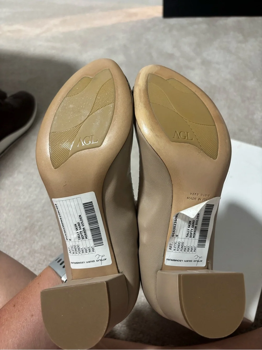 Agl Beige Pumps with Snake-Print Cap Toe